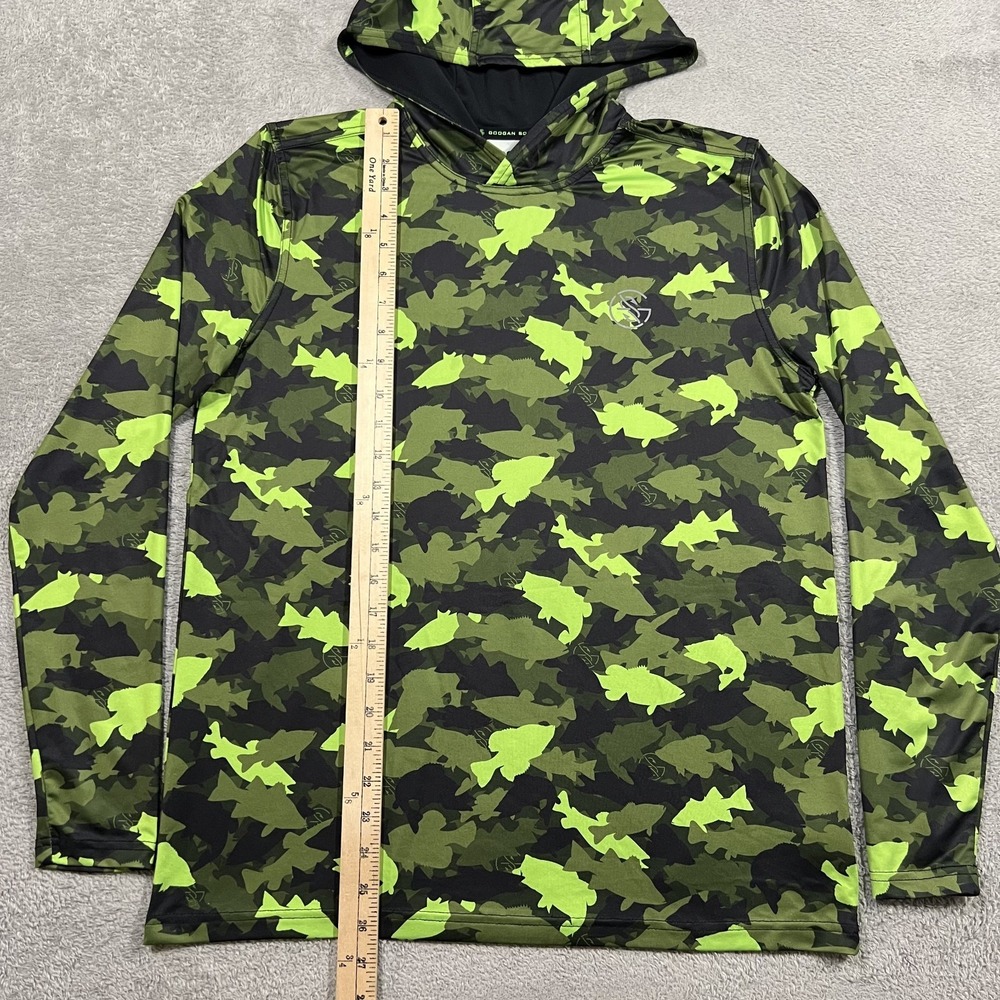 Googan Squad Hoodie Mens Small Fish Print Fishing Performance Light Pullover - Picture 5 of 10